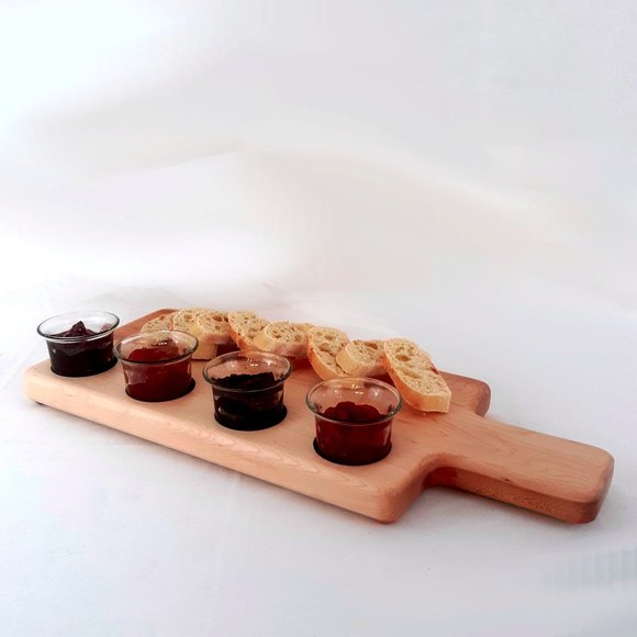 Butter/Charcuterie/Serving Board Handcrafted wi 4 Glass Serving Cups and Spoons - Picture 4 of 8